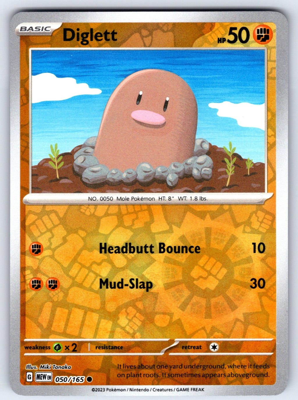 Diglett Reverse Holo Common SV: Scarlet & Violet 151 050/165 NM 2023