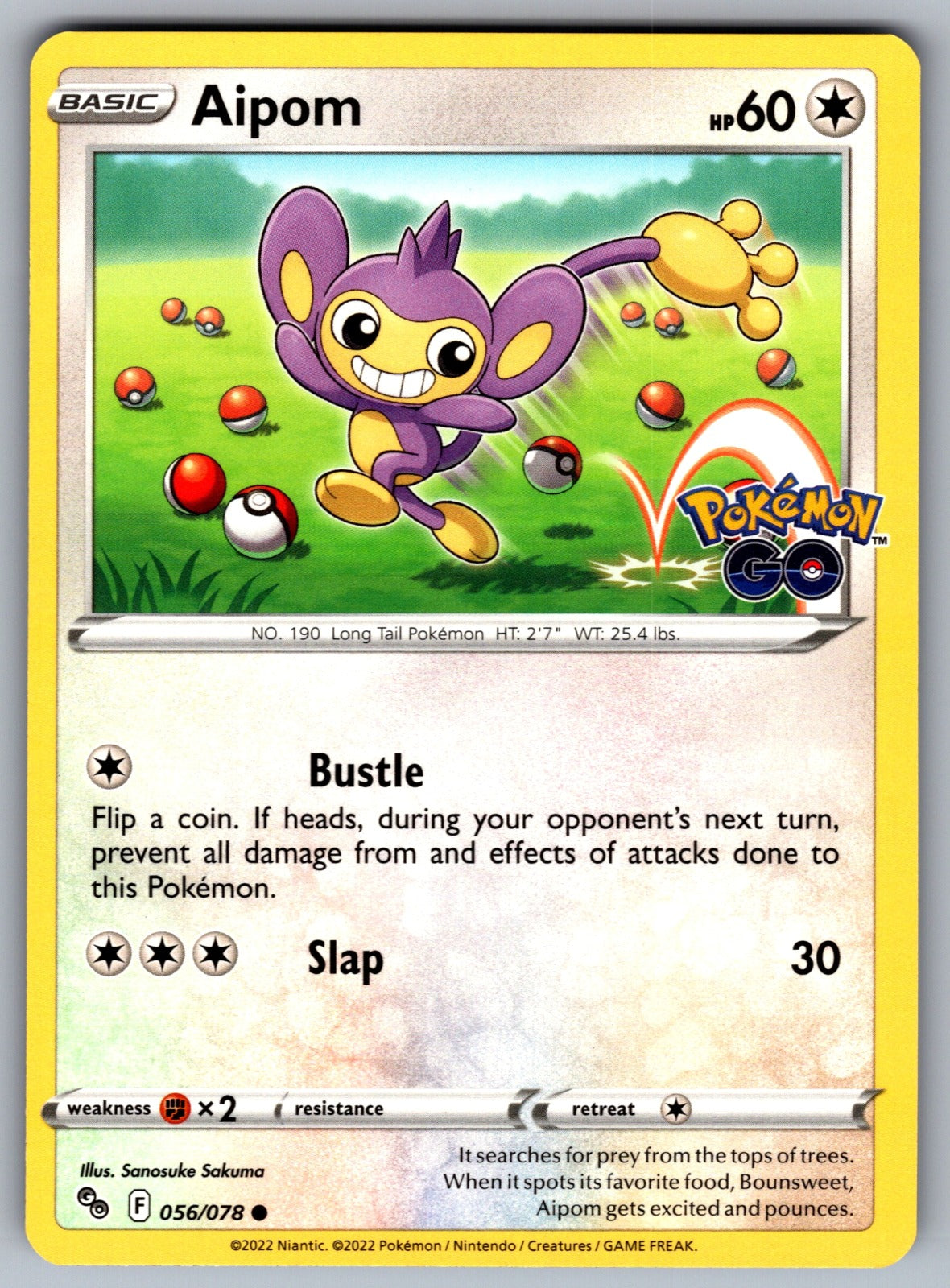 Aipom Common Pokemon GO 056/078 NM 2022