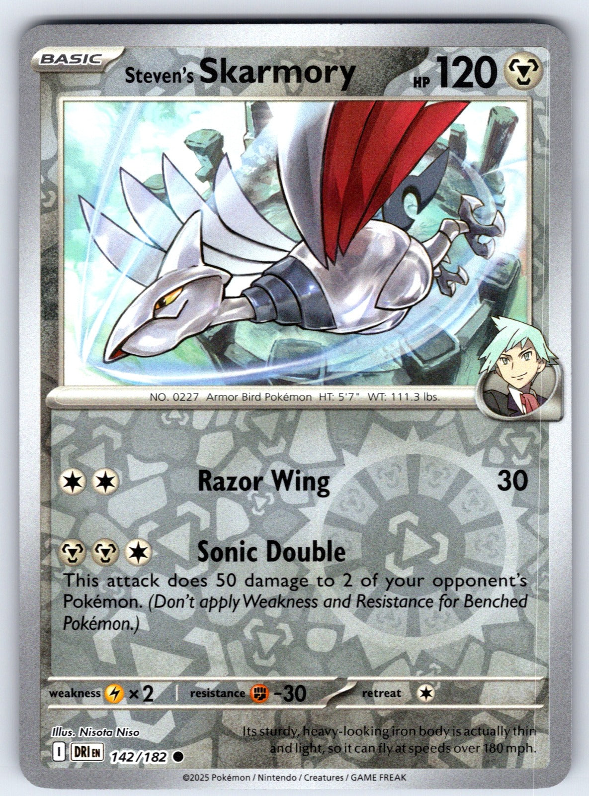 Steven's Skarmory Reverse Holo Common SV10: Destined Rivals 142/182 NM 2025