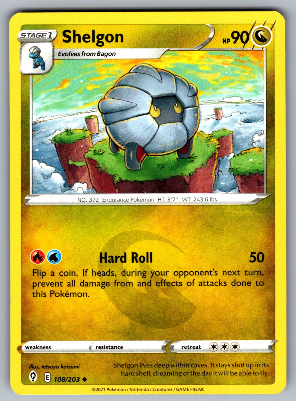 Shelgon Uncommon SWSH07: Evolving Skies 108/203 NM 2021