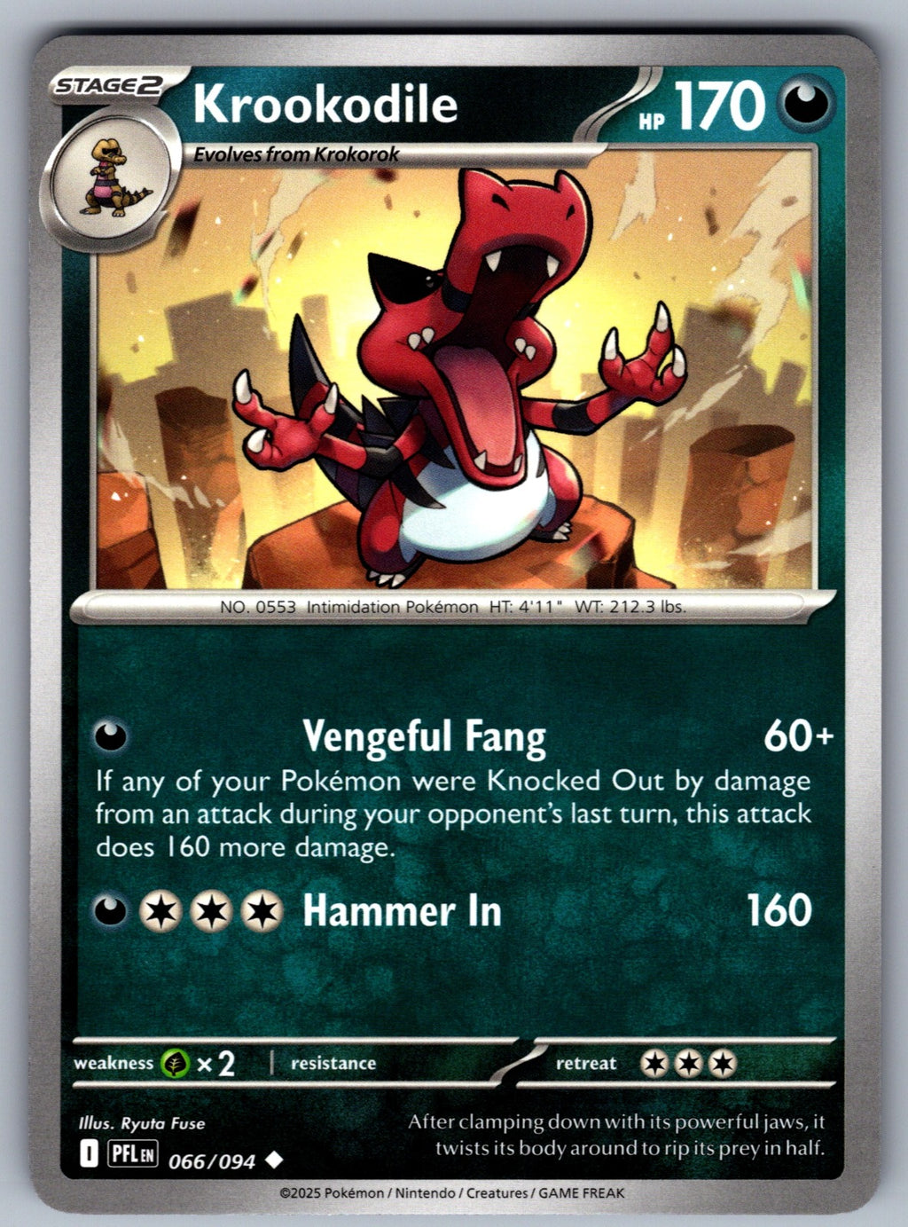 Krookodile Uncommon ME02: Phantasmal Flames 066/094 NM 2025