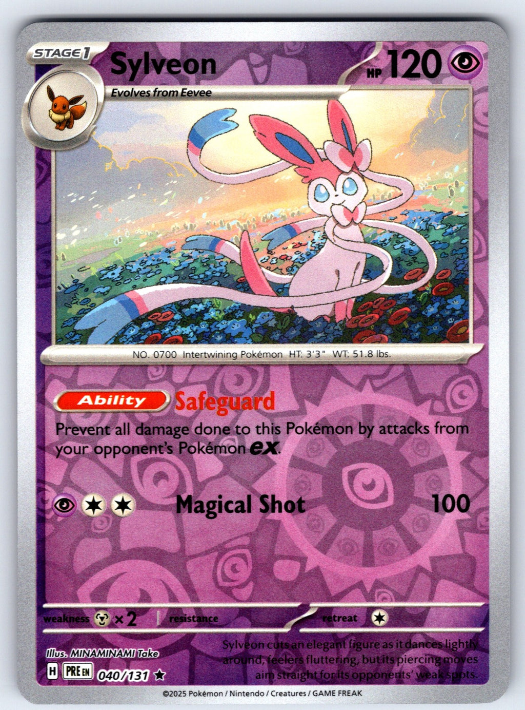 Sylveon Reverse Holo Rare SV: Prismatic Evolutions 040/131 NM 2025