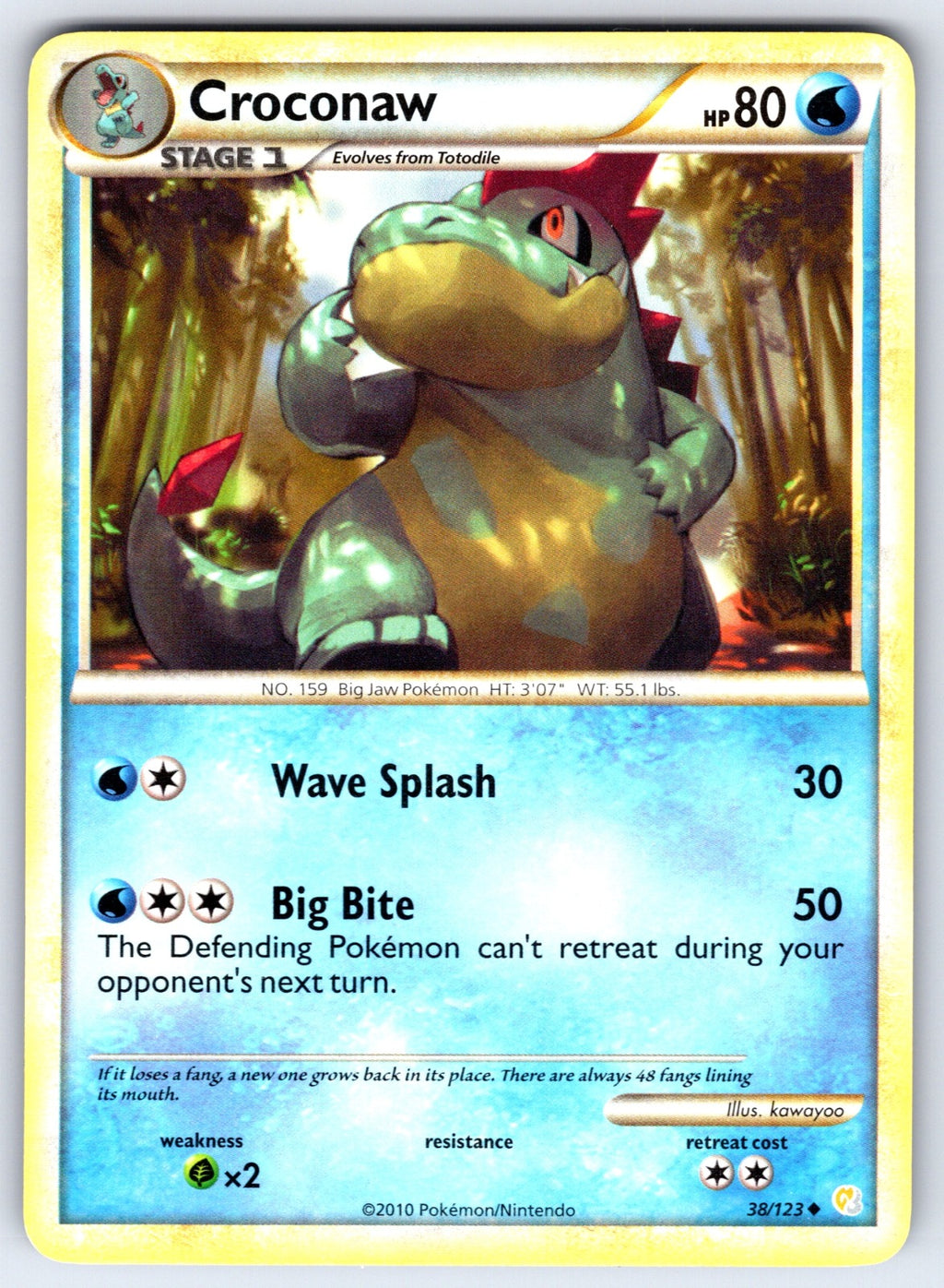 Croconaw Uncommon HeartGold SoulSilver 38/123 LP 2010