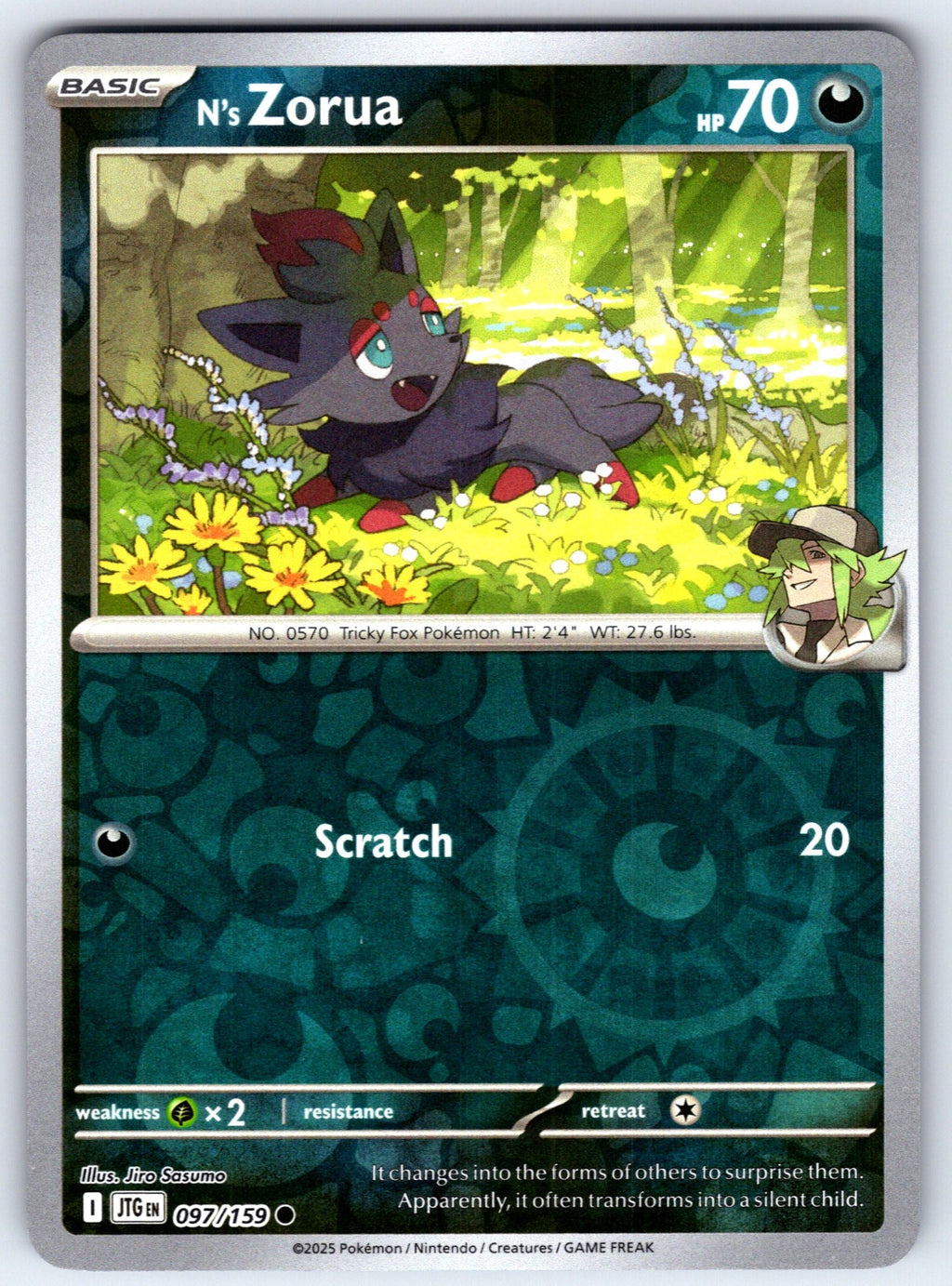 N's Zorua Reverse Holo Common SV09: Journey Together 097/159 NM 2025