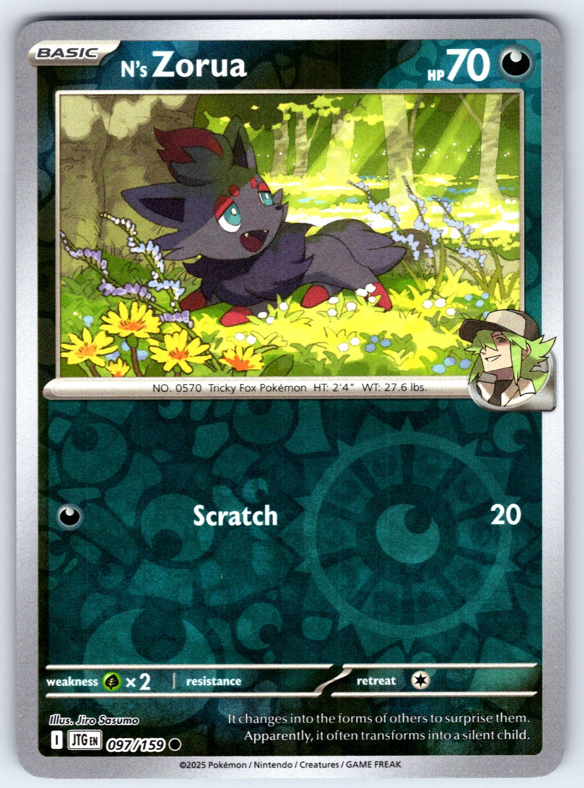 N's Zorua Reverse Holo Common SV09: Journey Together 097/159 NM 2025