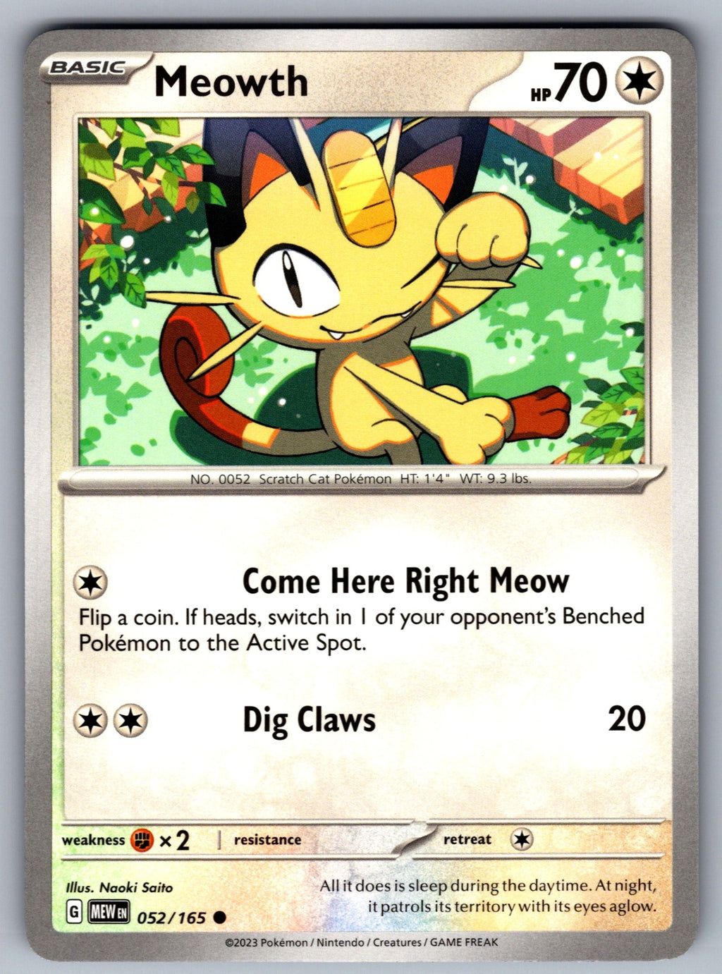 Meowth Common SV: Scarlet & Violet 151 052/165 NM 2023