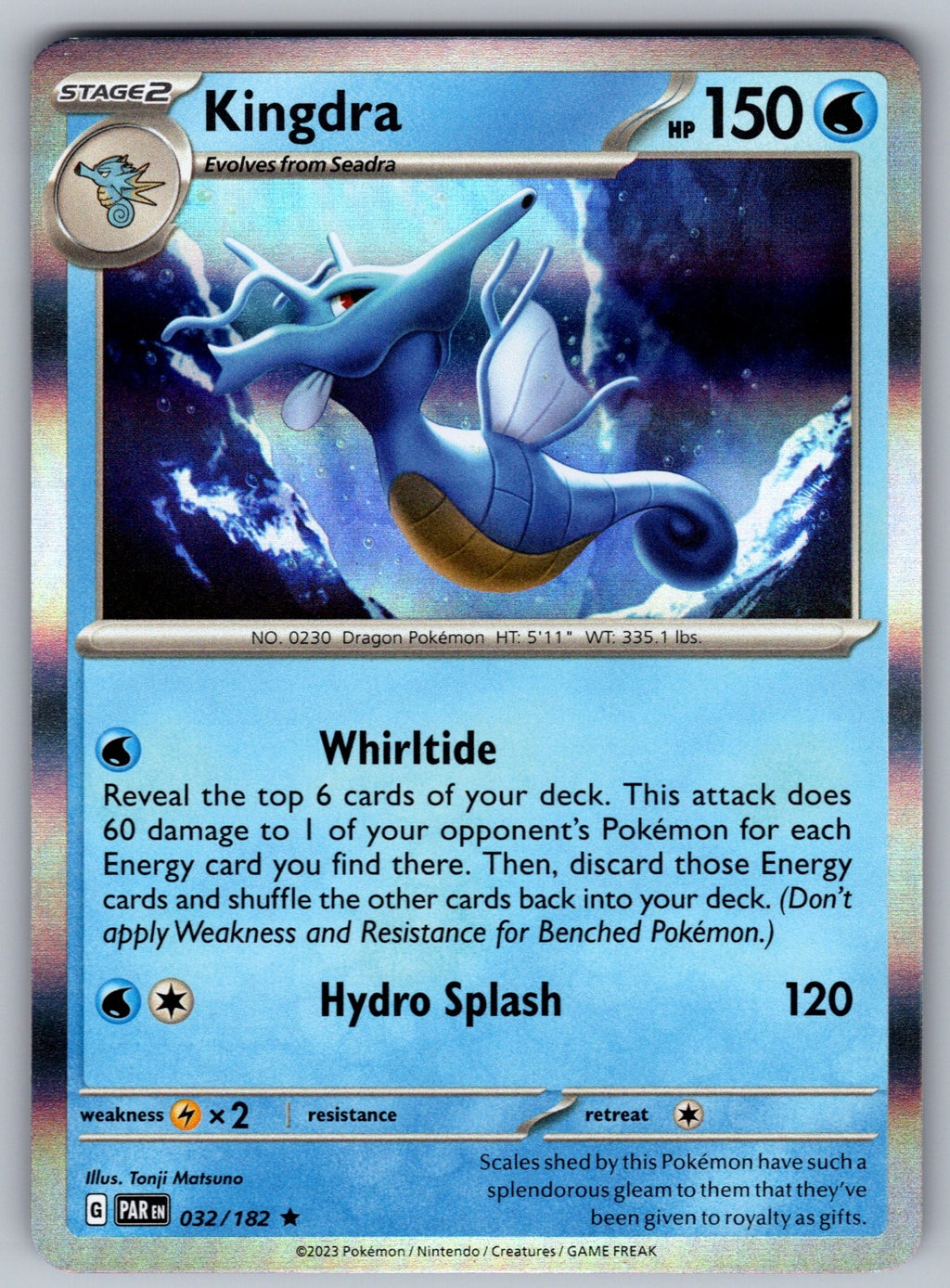 Kingdra Holo Rare SV04: Paradox Rift 032/182 NM 2023