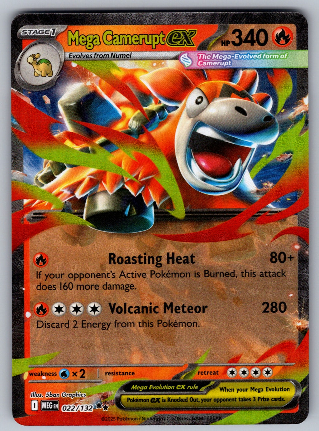 Mega Camerupt ex Holo Double Rare ME01: Mega Evolution 022/132 NM 2025