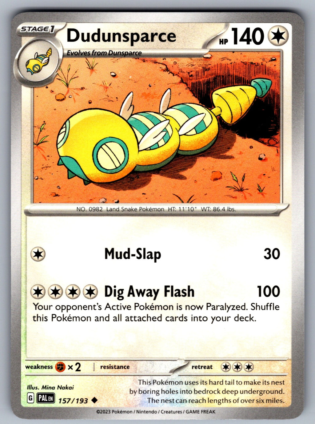 Dudunsparce Uncommon SV02: Paldea Evolved 157/193 NM 2023