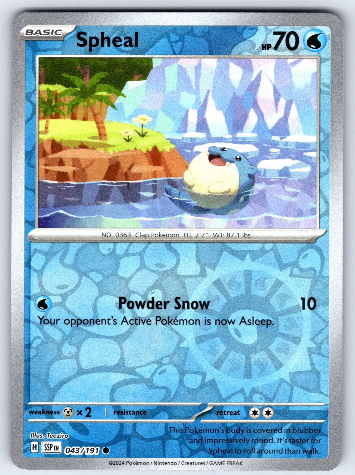 Spheal Reverse Holo Common SV08: Surging Sparks 043/191 NM 2024