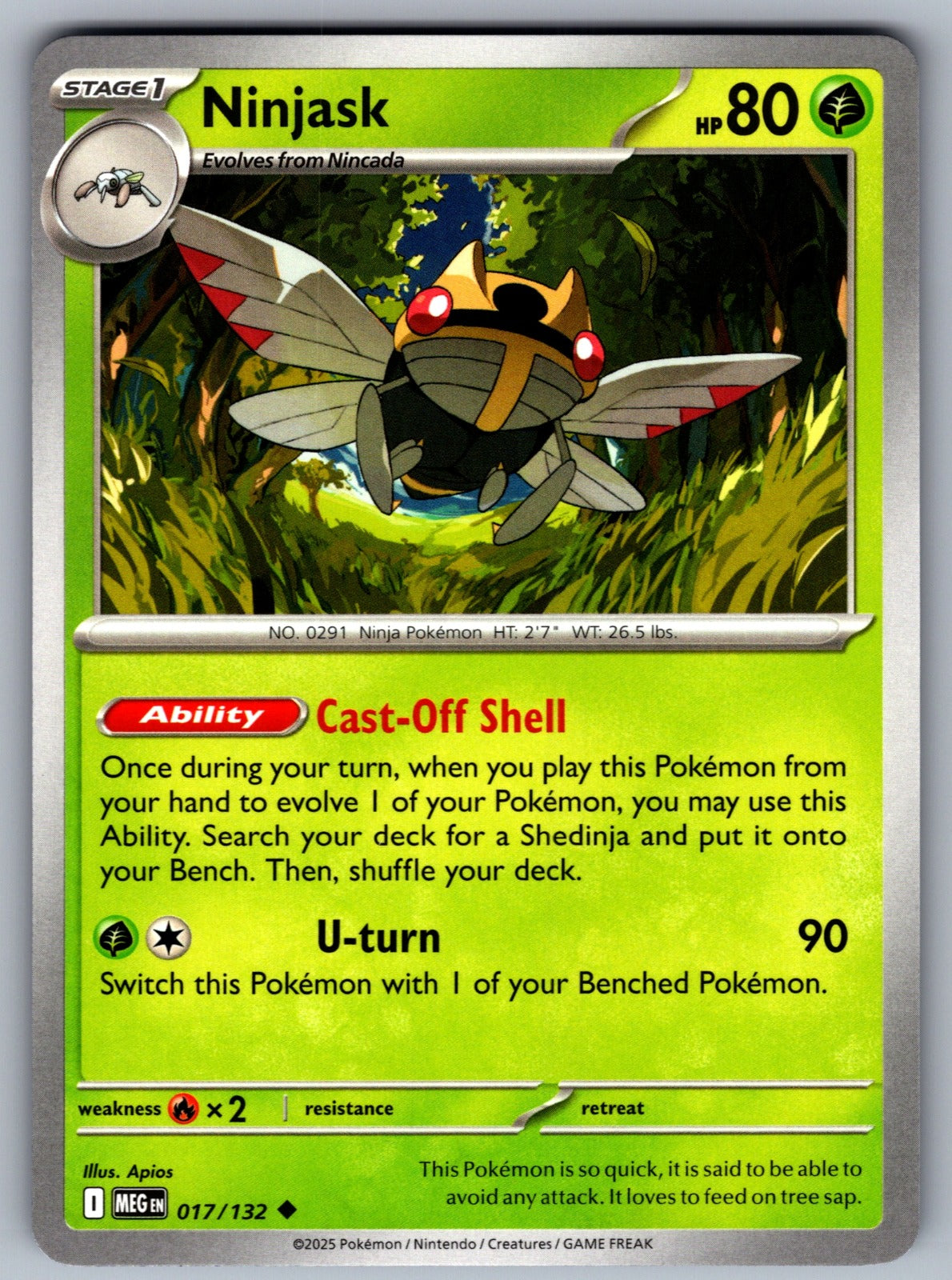 Ninjask Uncommon ME01: Mega Evolution 017/132 NM 2025