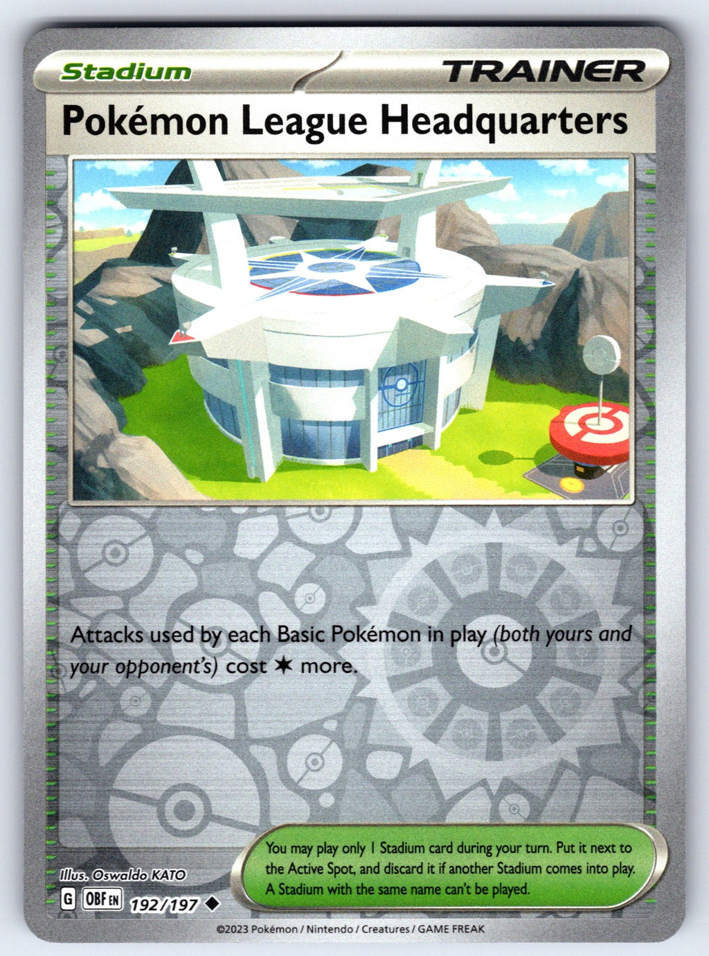 Pokemon League Headquarters Reverse Holo Uncommon SV03: Obsidian Flames 192/197 