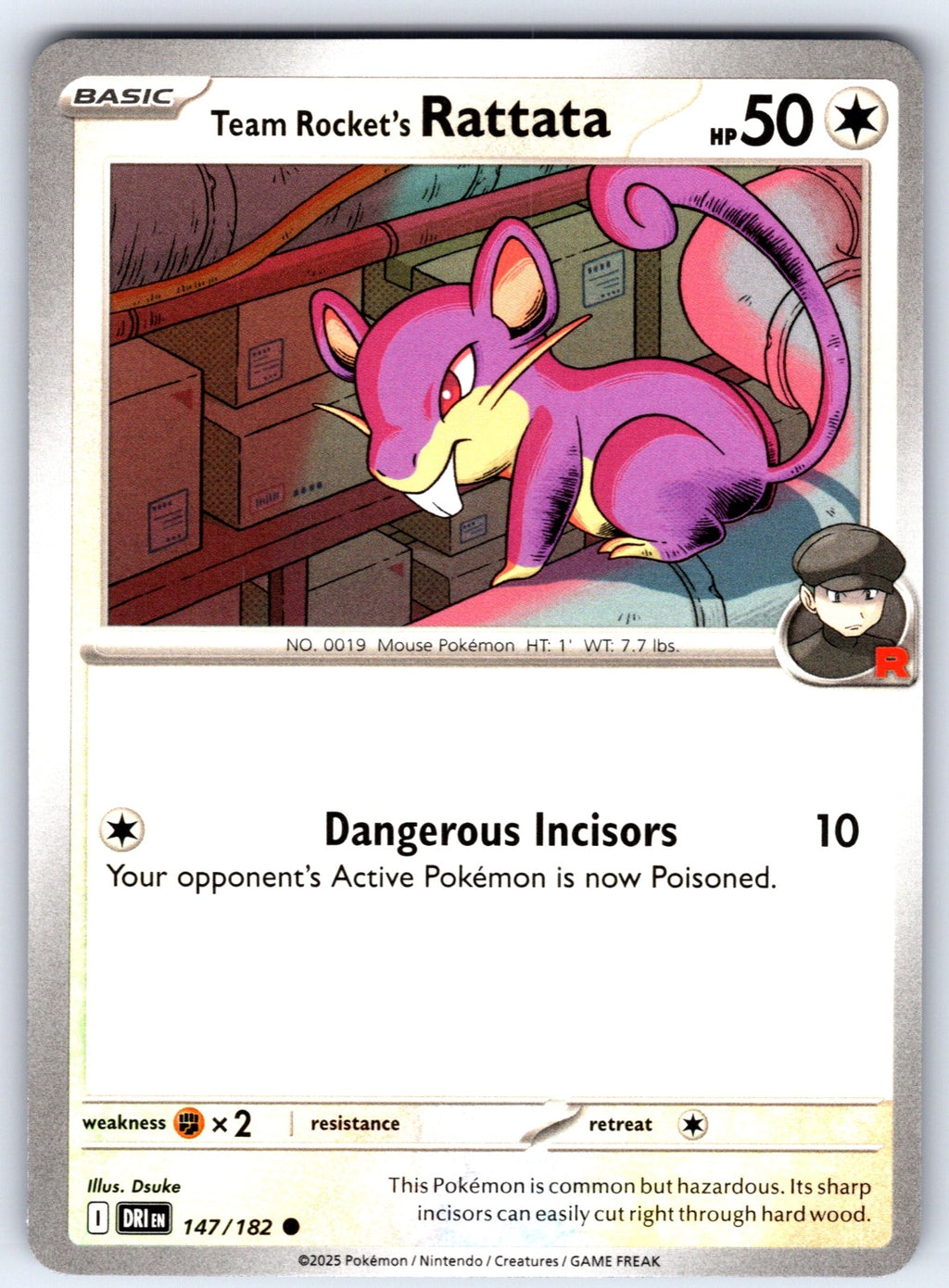 Team Rocket's Rattata Common SV10: Destined Rivals 147/182 NM 2025