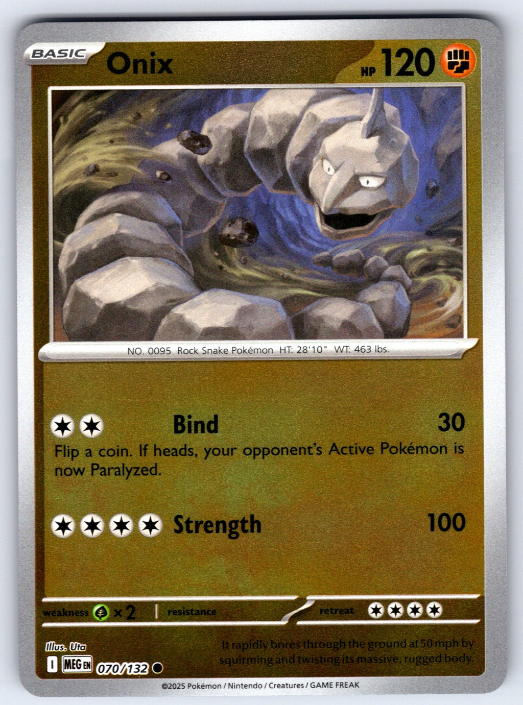 Onix Reverse Holo Common ME01: Mega Evolution 070/132 NM 2025