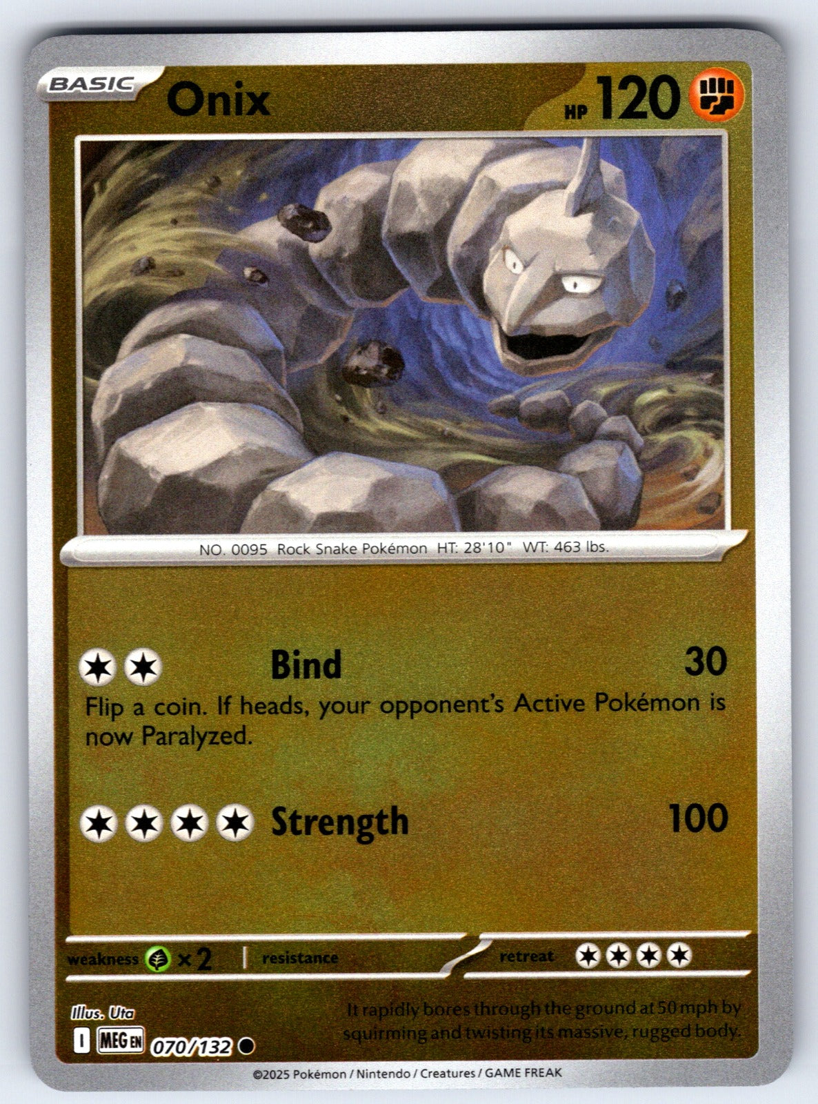 Onix Reverse Holo Common ME01: Mega Evolution 070/132 NM 2025
