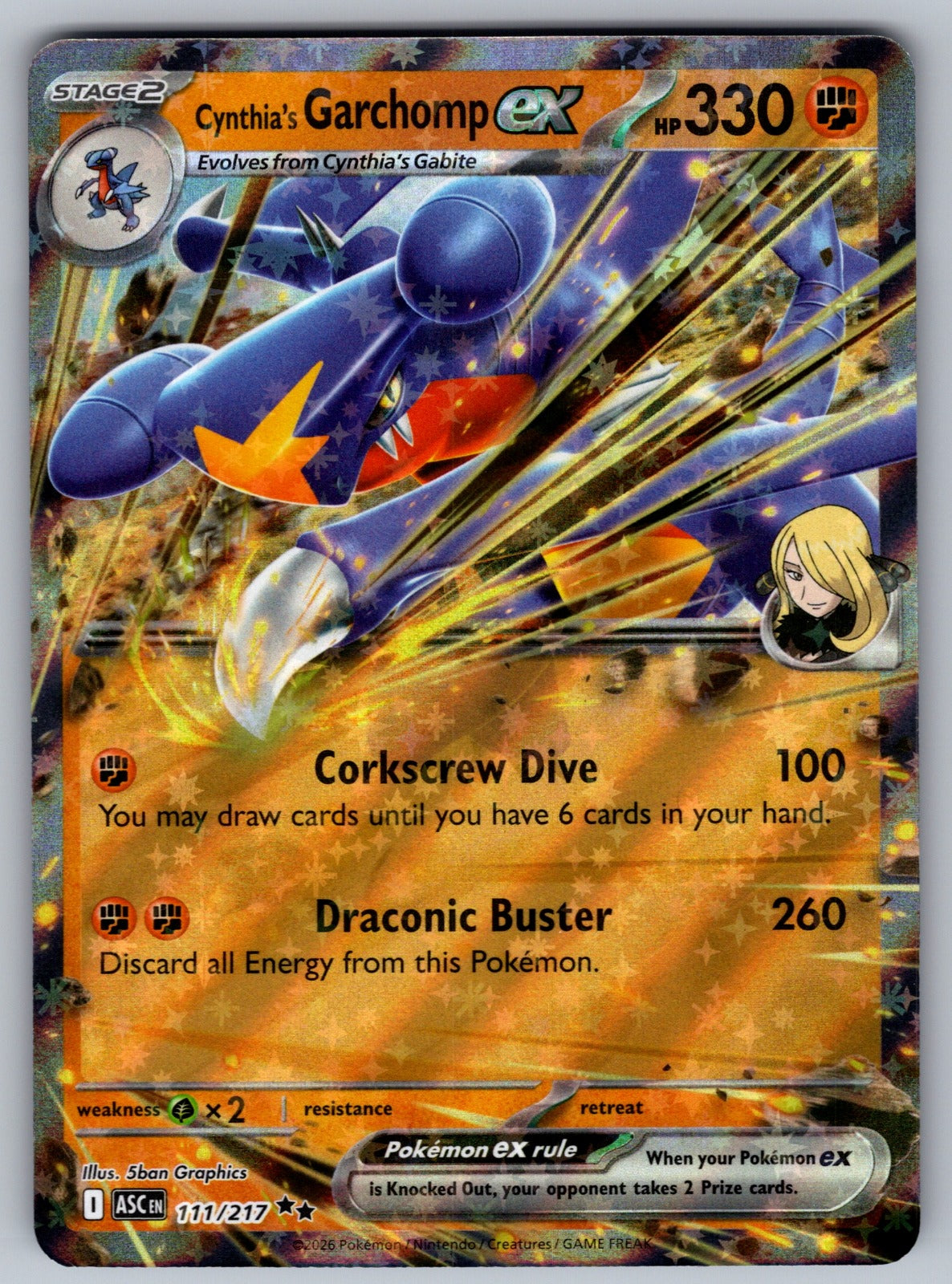 Cynthia's Garchomp ex Holo Double Rare ME: Ascended Heroes 111/217 NM 2026