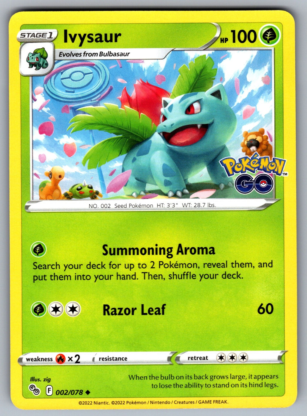 Ivysaur Uncommon Pokemon GO 002/078 NM 2022