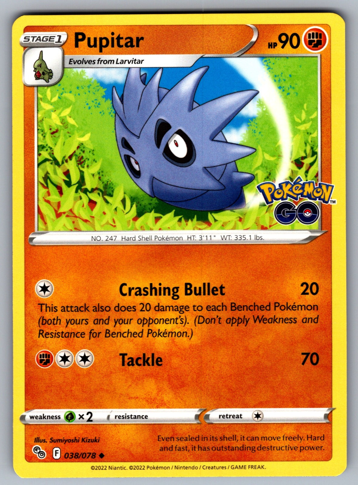 Pupitar Uncommon Pokemon GO 038/078 NM 2022