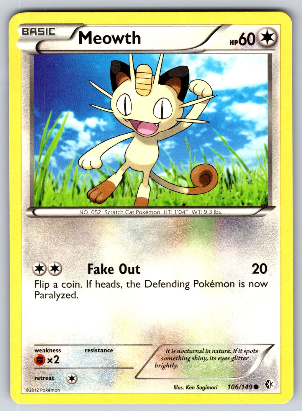 Meowth Common Boundaries Crossed 106/149 LP 2012