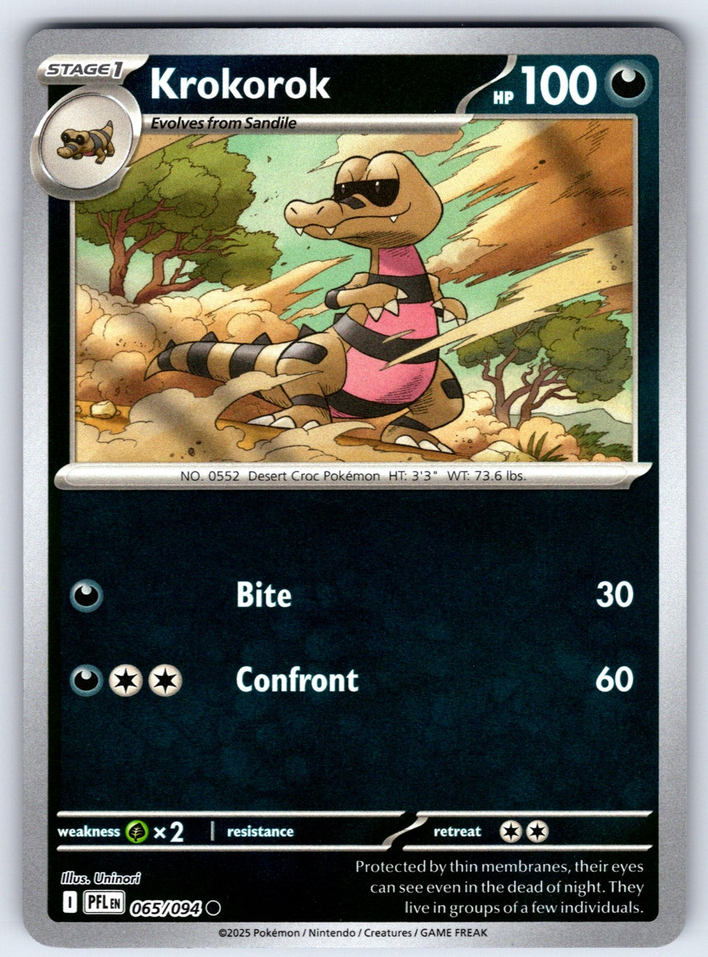 Krokorok Reverse Holo Common ME02: Phantasmal Flames 065/094 NM 2025
