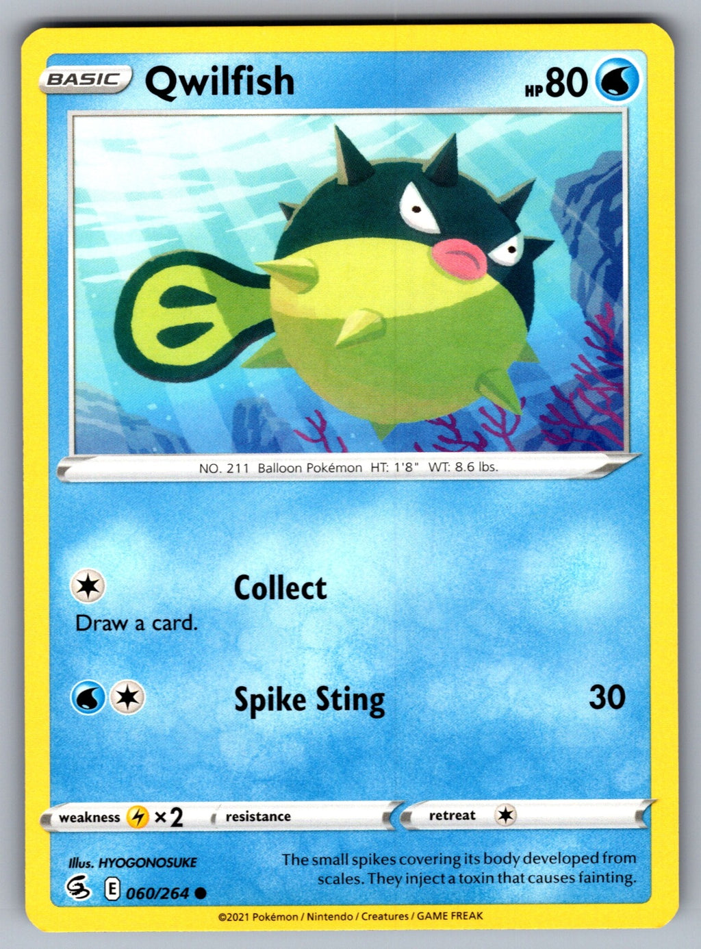 Qwilfish Common SWSH08: Fusion Strike 060/264 NM 2021