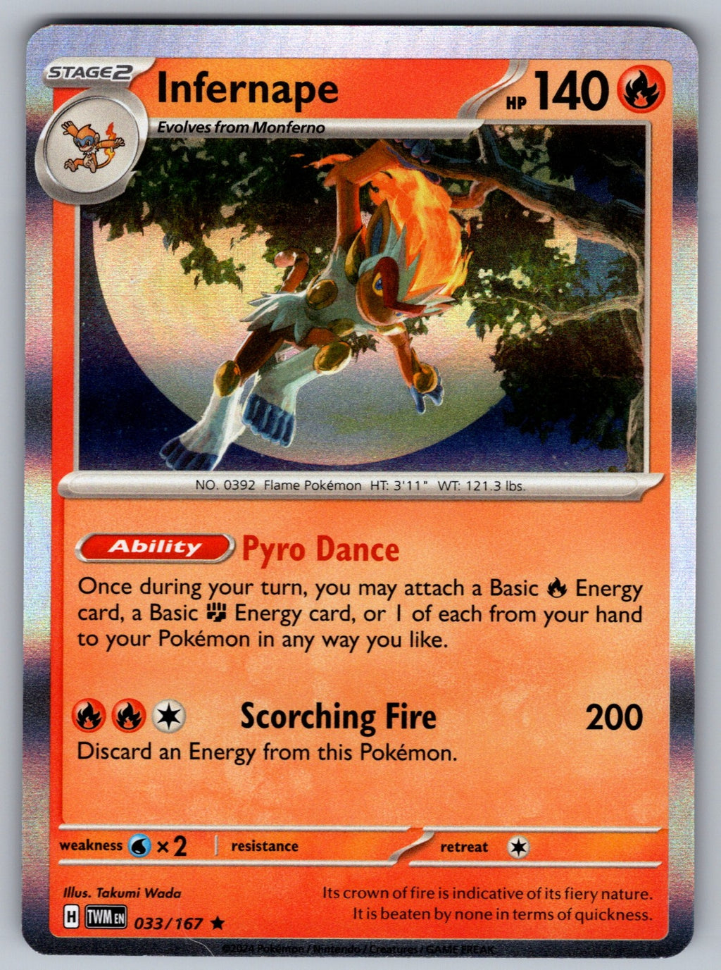 Infernape - Holo Rare SV06: Twilight Masquerade 033/167 NM 2024