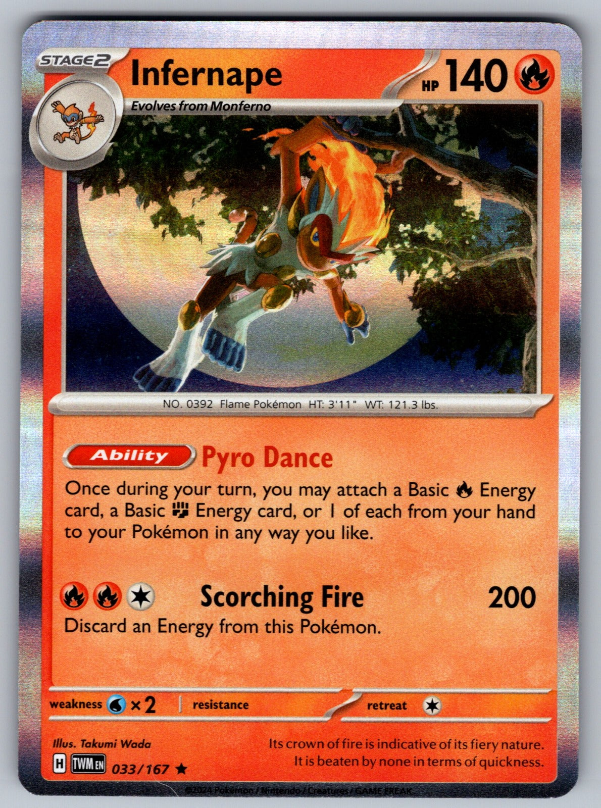 Infernape - Holo Rare SV06: Twilight Masquerade 033/167 NM 2024
