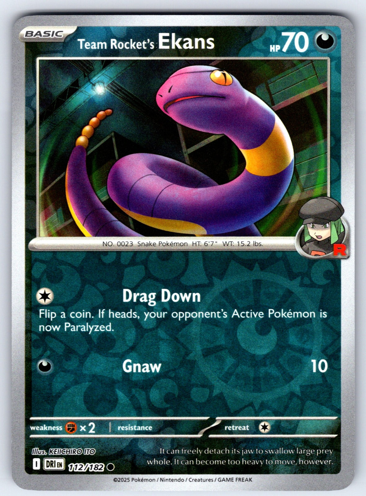 Team Rocket's Ekans Reverse Holo Common SV10: Destined Rivals 112/182 NM 2025