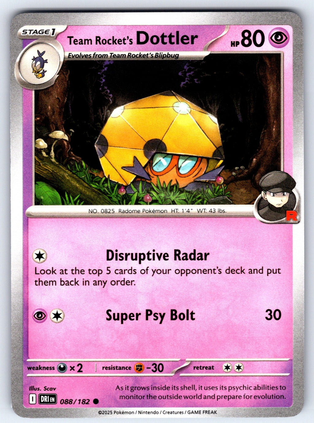 Team Rocket's Dottler Common SV10: Destined Rivals 088/182 NM 2025
