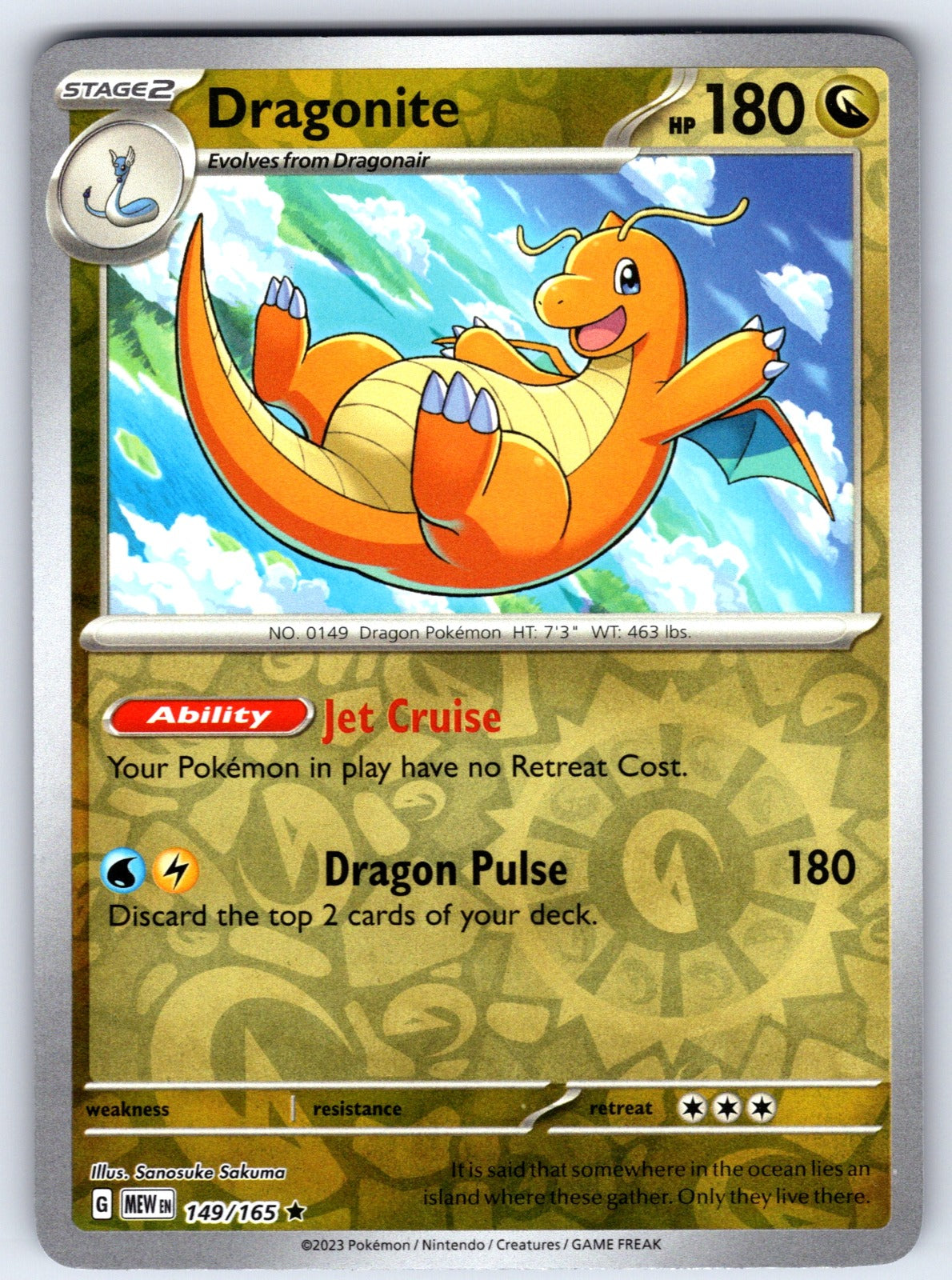 Dragonite Reverse Holo Rare SV: Scarlet & Violet 151 149/165 NM 2023