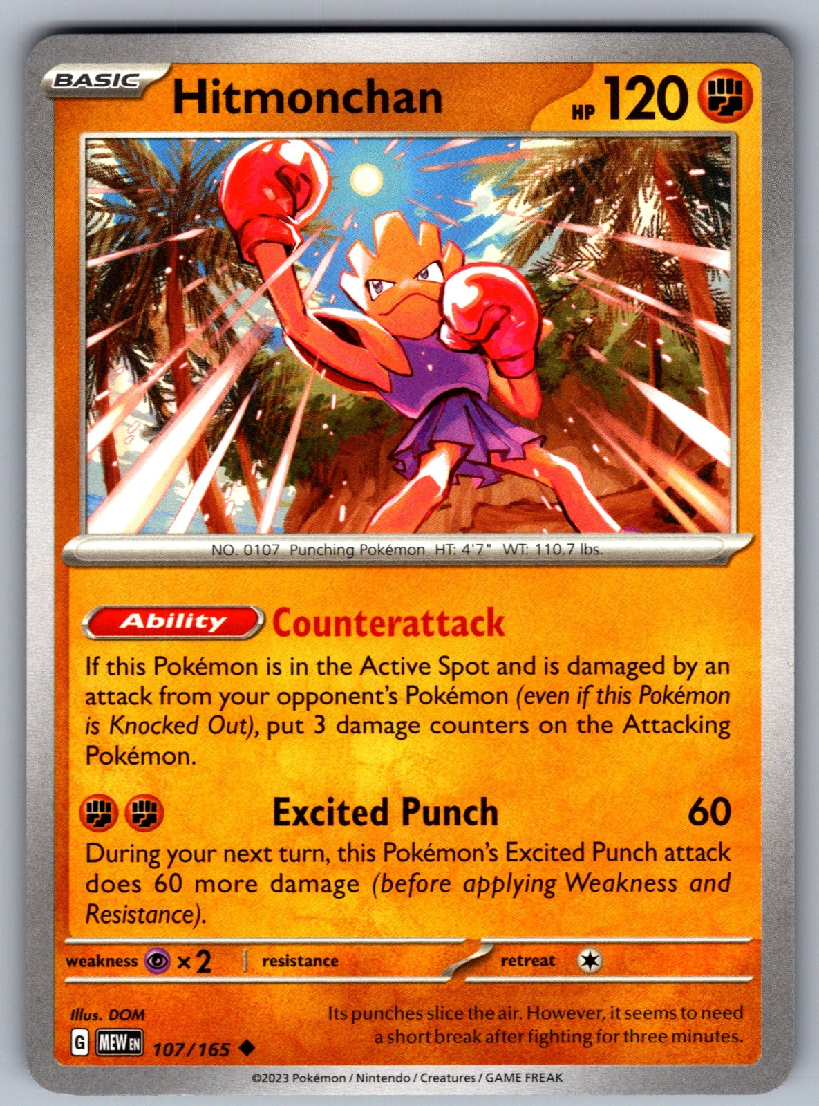 Hitmonchan Uncommon SV: Scarlet & Violet 151 107/165 NM 2023