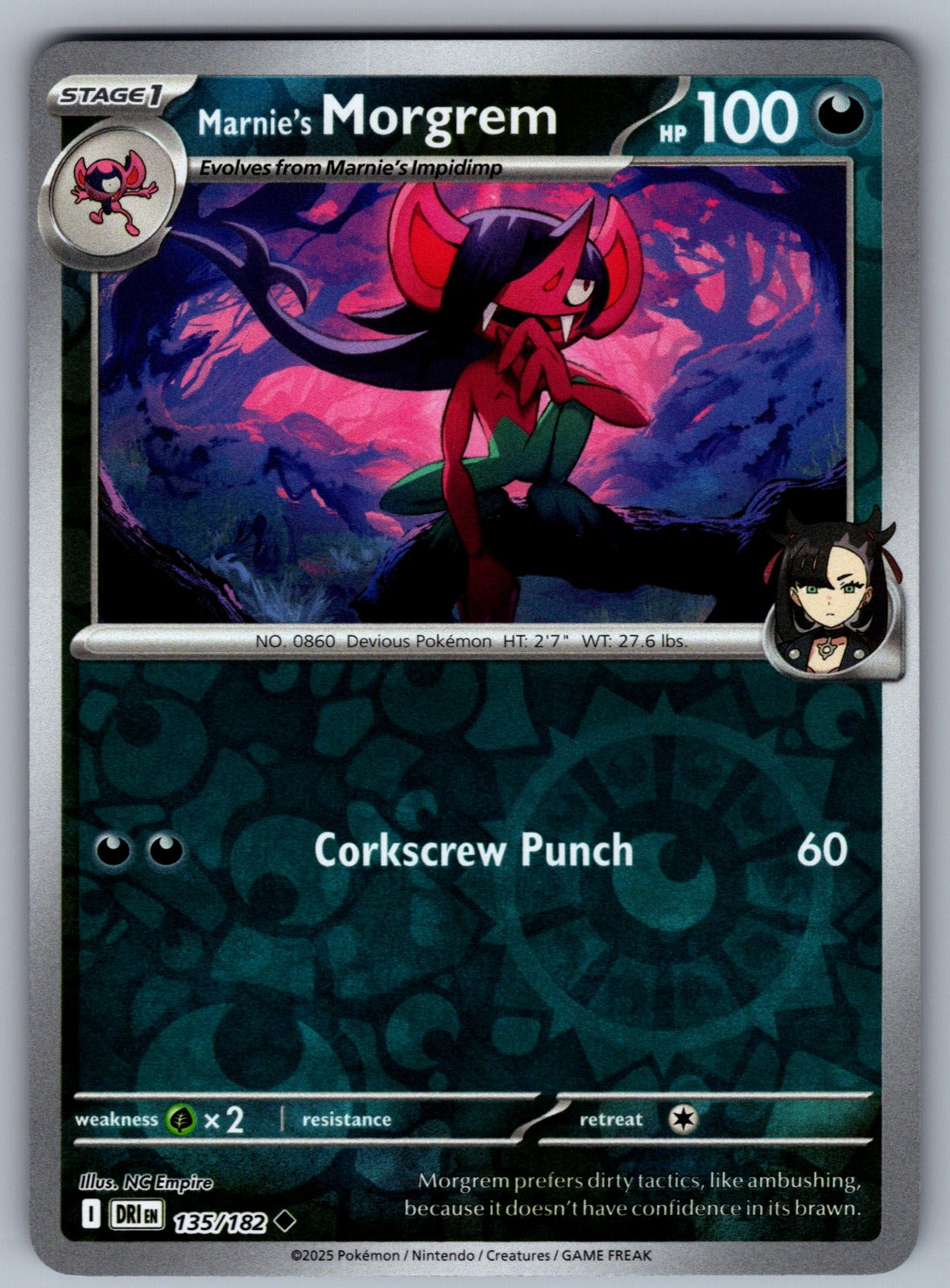Marnie's Morgrem Reverse Holo Uncommon SV10: Destined Rivals 135/182 NM 2025