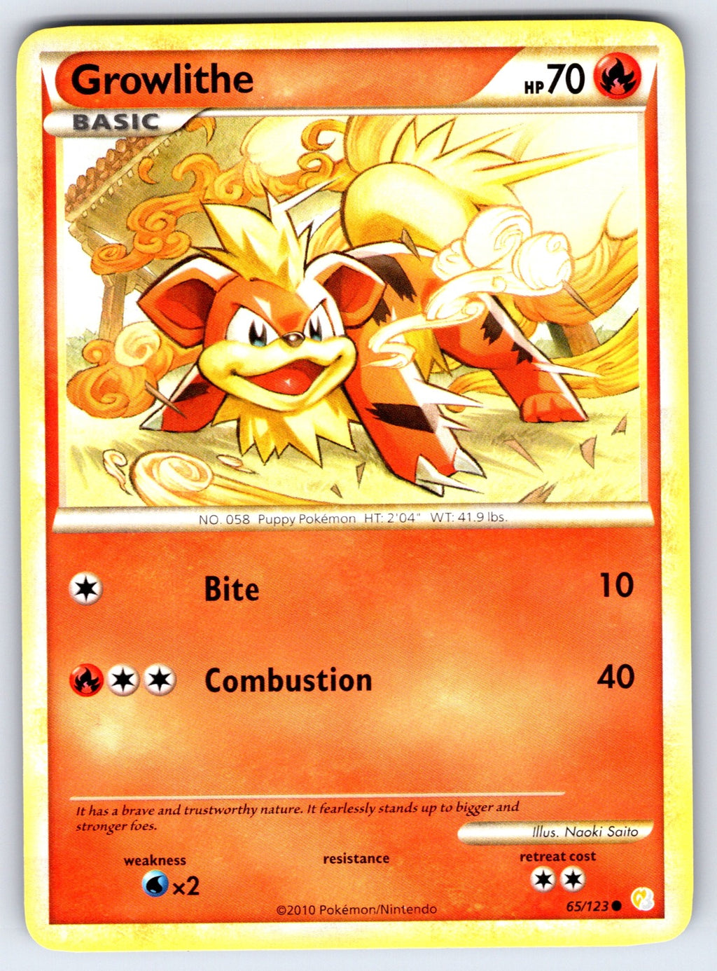 Growlithe Common HeartGold SoulSilver 65/123 NM 2010