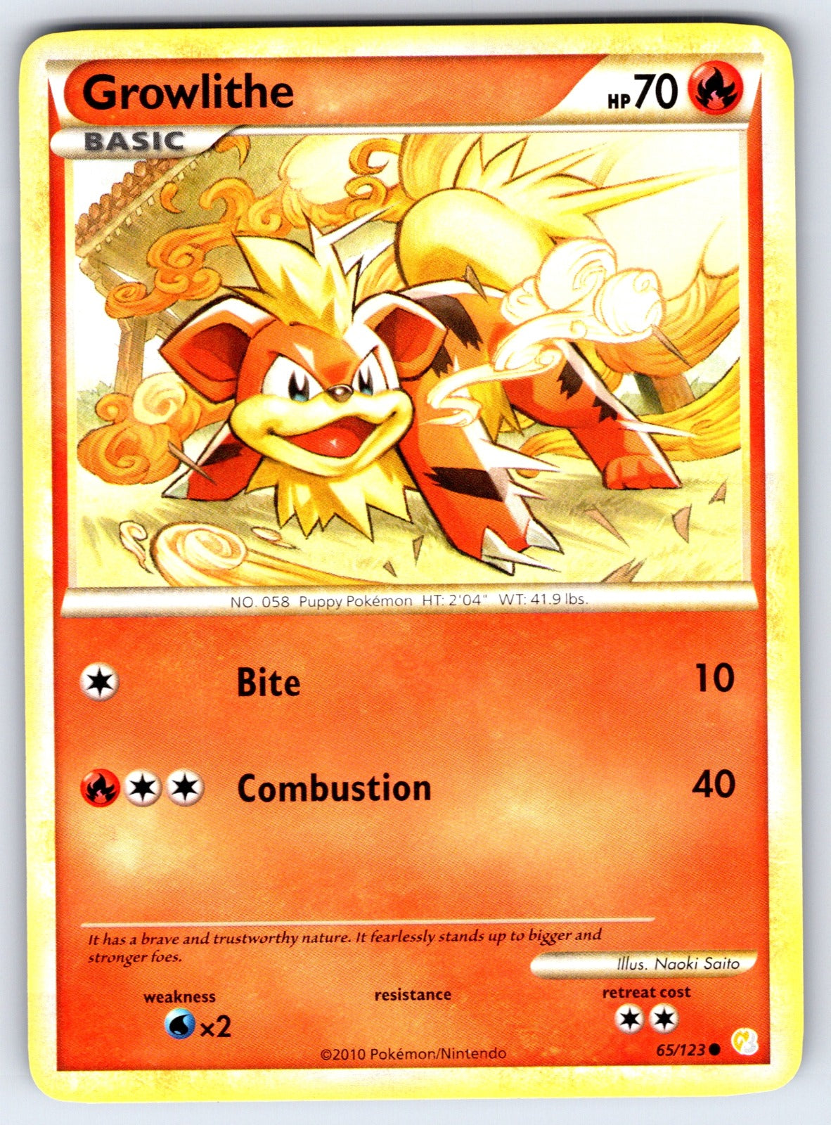 Growlithe Common HeartGold SoulSilver 65/123 NM 2010