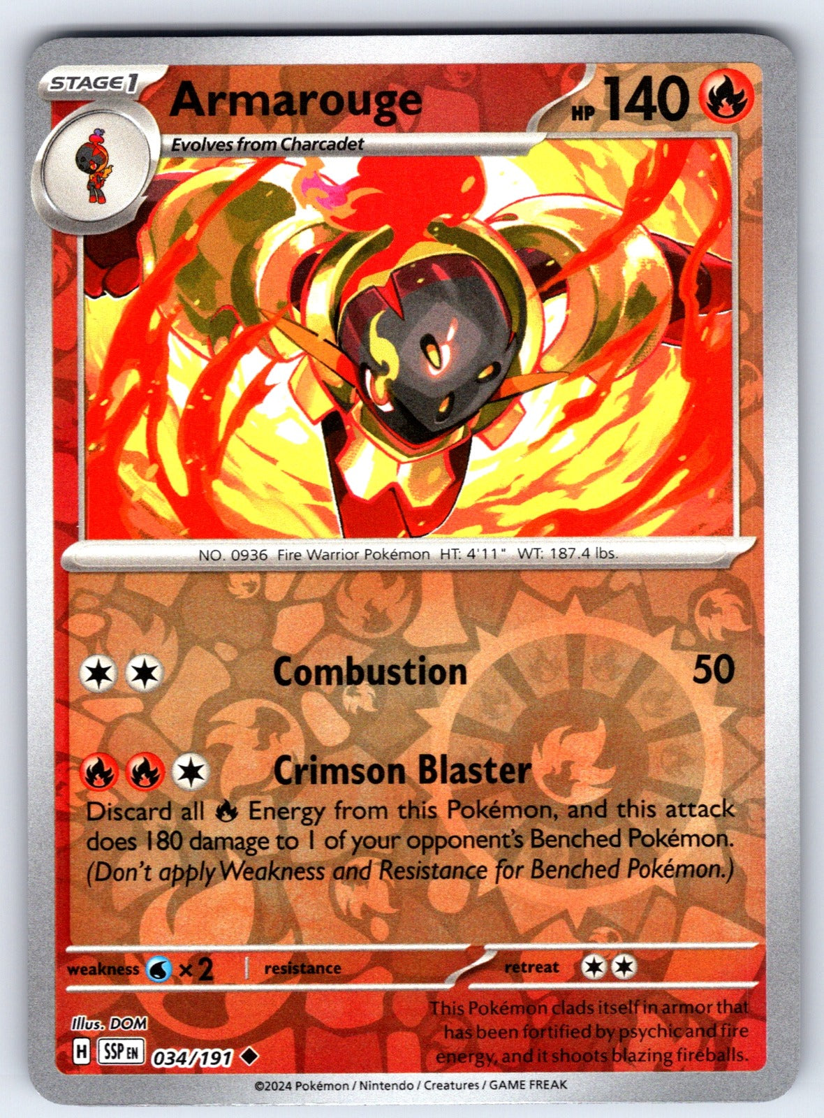 Armarouge Reverse Holo Uncommon SV08: Surging Sparks 034/191 NM 2024