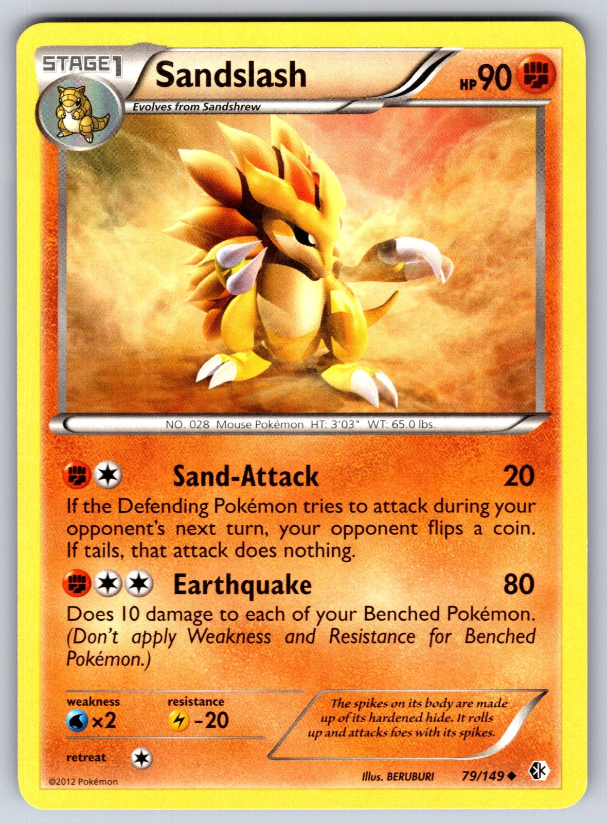 Sandslash Uncommon Boundaries Crossed 79/149 LP 2012