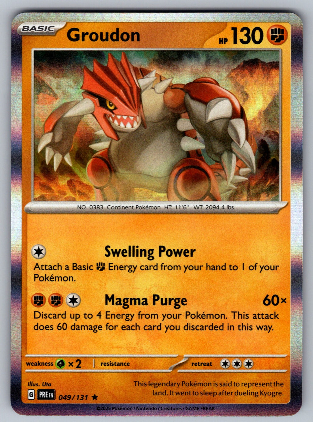 Groudon Holo Rare SV: Prismatic Evolutions 049/131 NM 2025