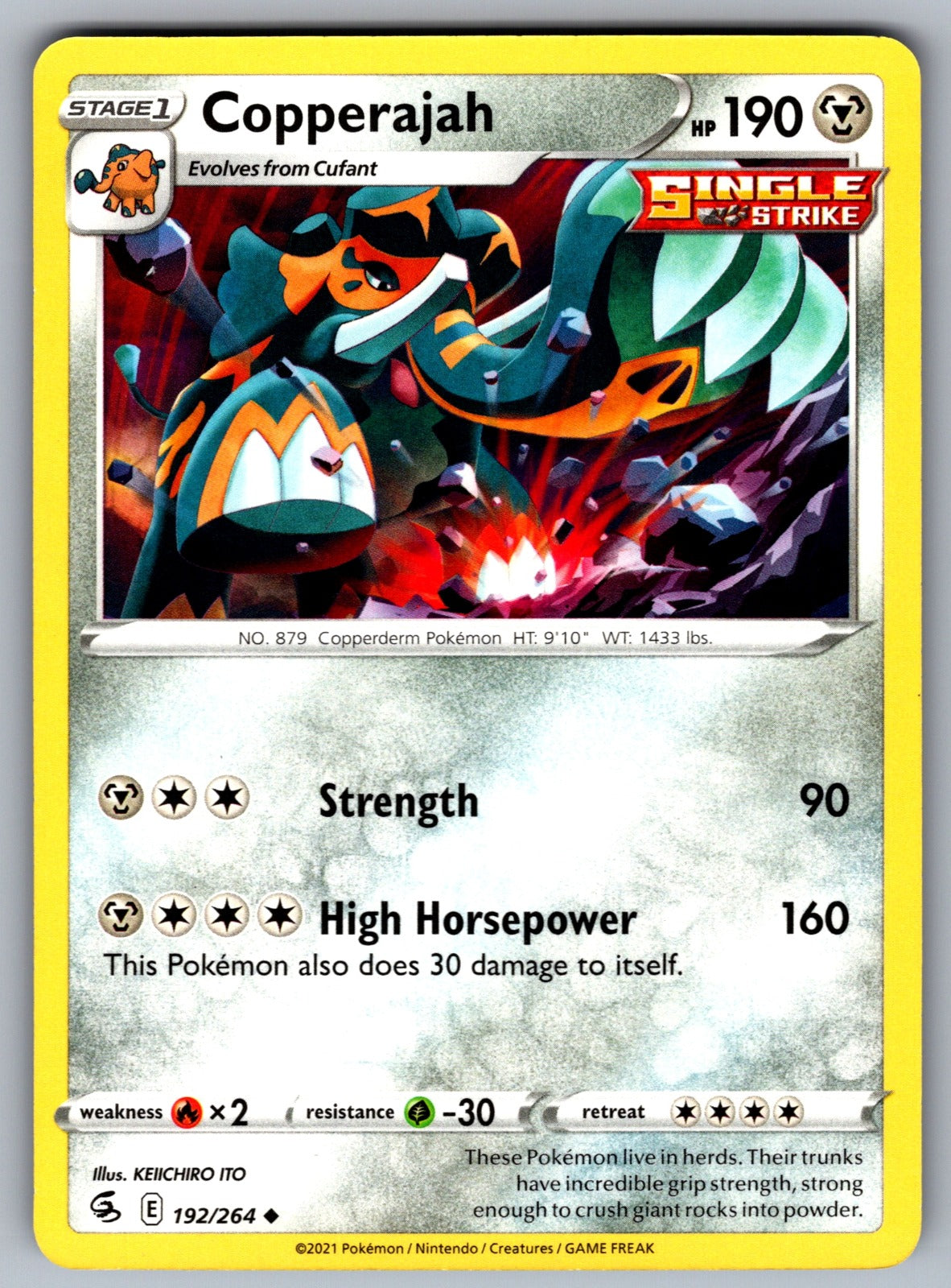 Copperajah Uncommon SWSH08: Fusion Strike 192/264 NM 2021