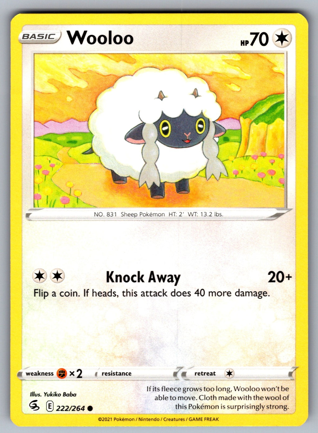 Wooloo (222) Common SWSH08: Fusion Strike 222/264 NM 2021