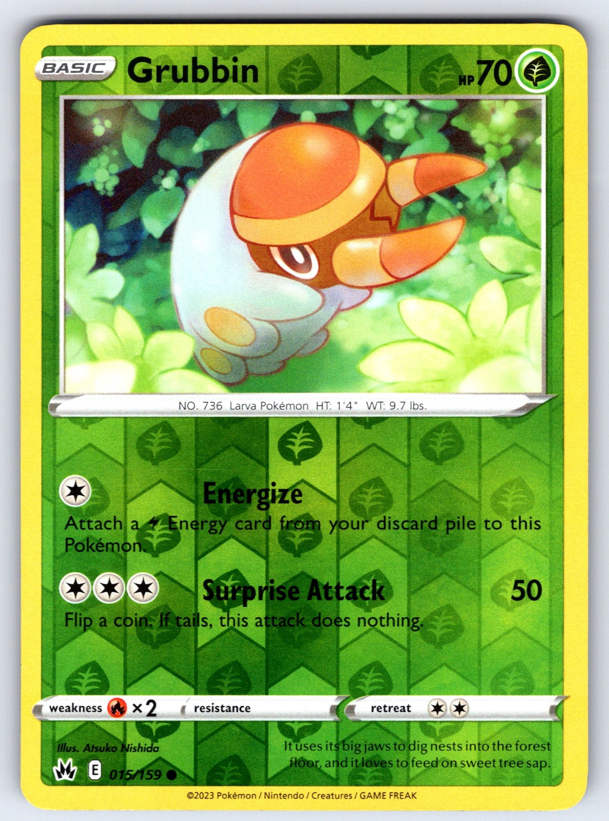 Grubbin Reverse Holo Common SWSH: Crown Zenith 015/159 NM 2023