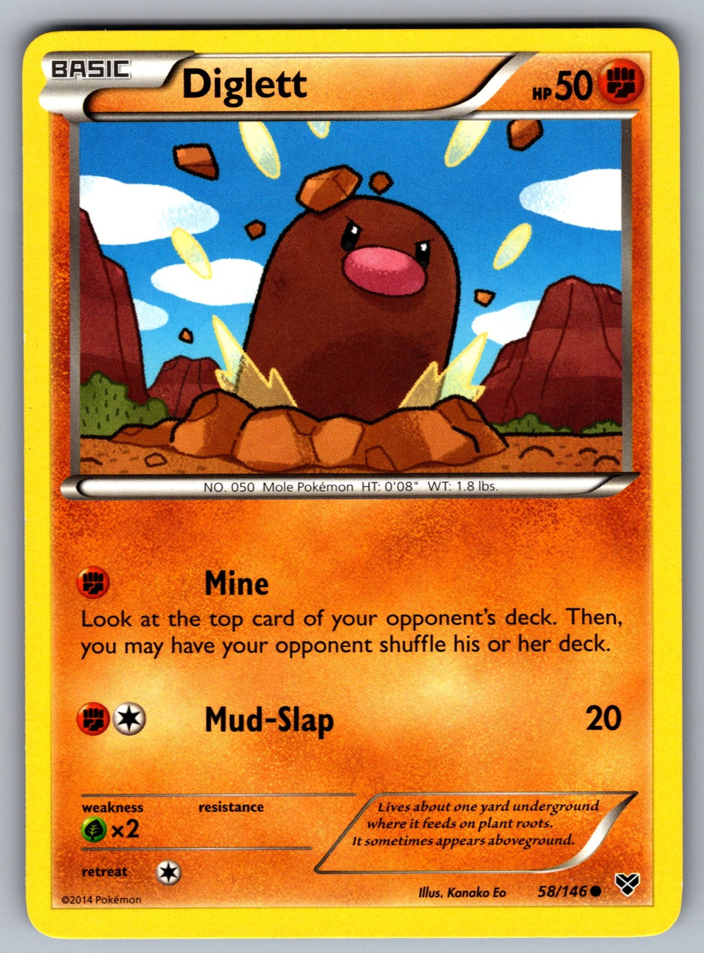 Diglett Common XY Base Set 58/146 LP 2014