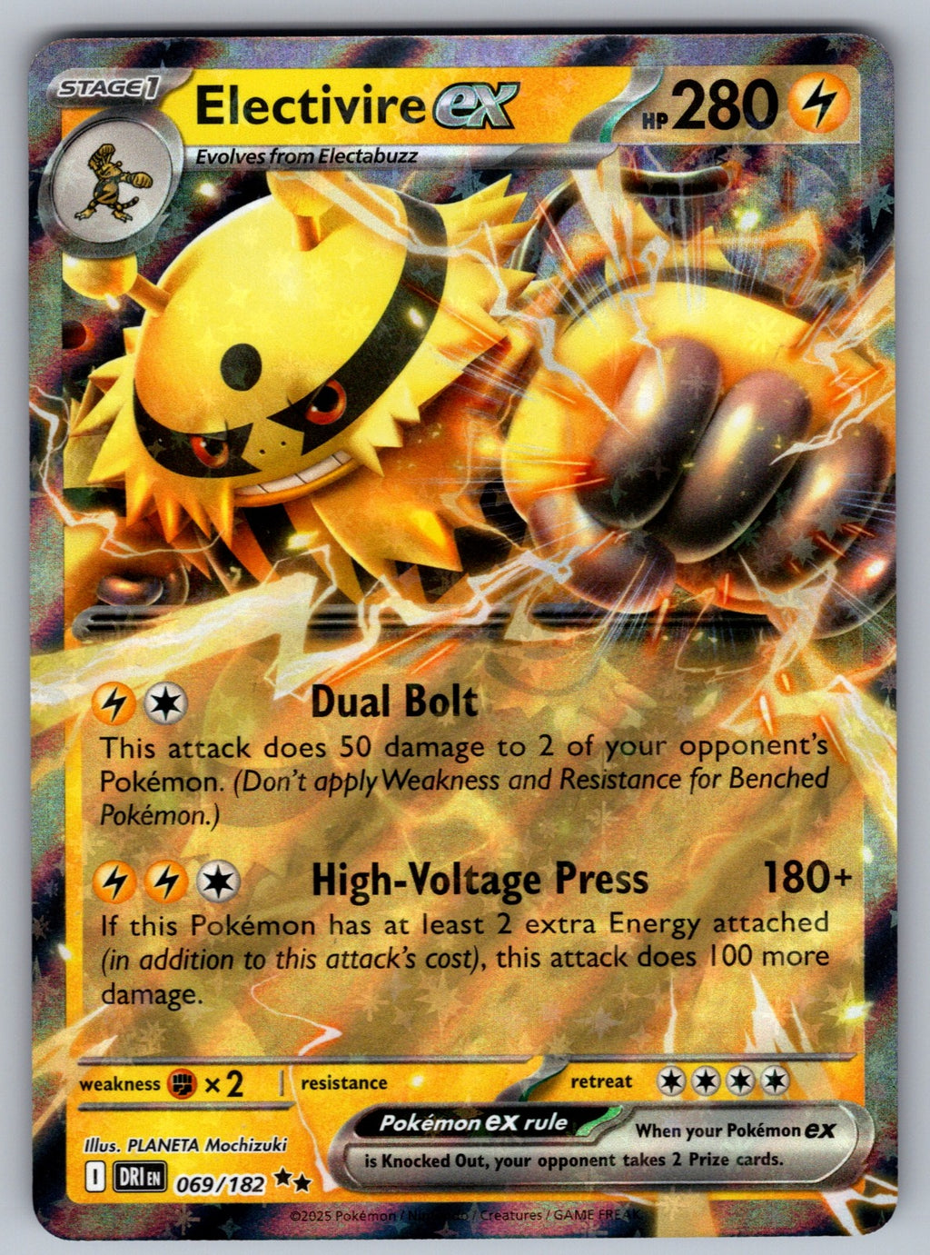 Electivire ex Holo Double Rare SV10: Destined Rivals 069/182 NM 2025