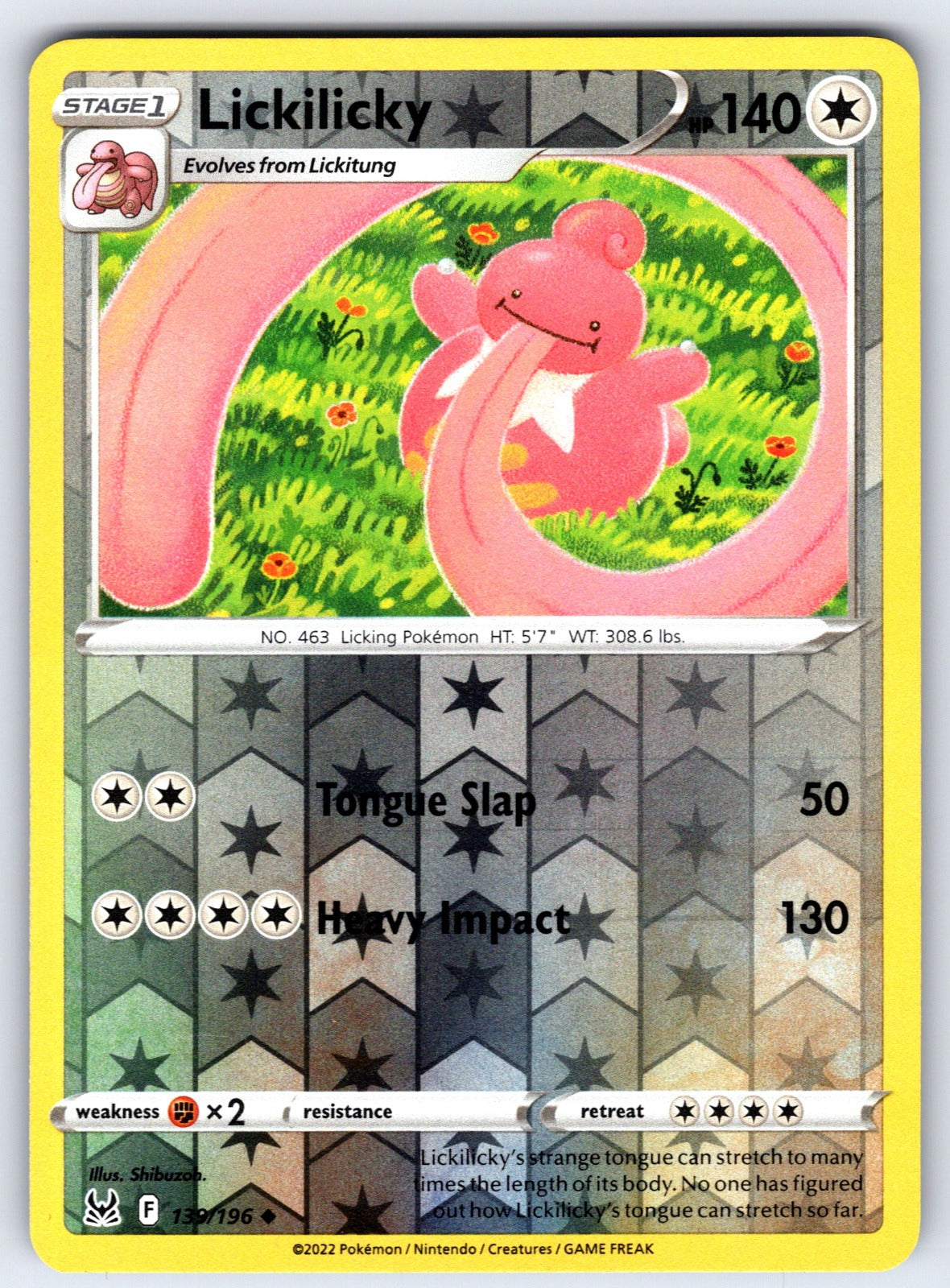 Lickilicky Reverse Holo Uncommon SWSH11: Lost Origin 139/196 NM 2022