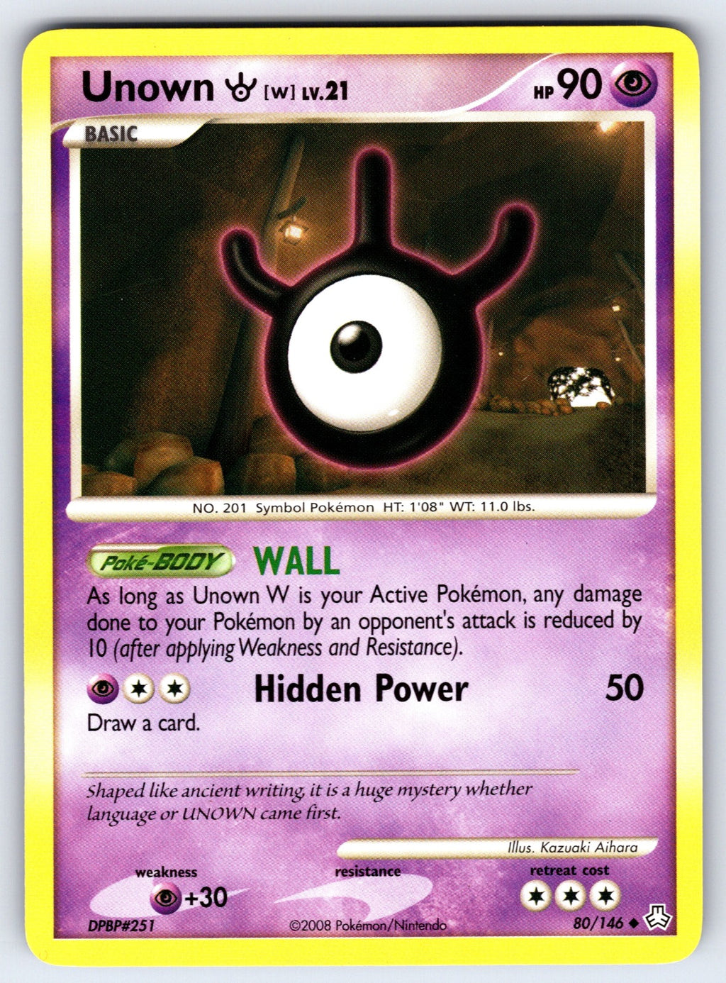Unown (W) Uncommon Legends Awakened 80/146 LP 2008