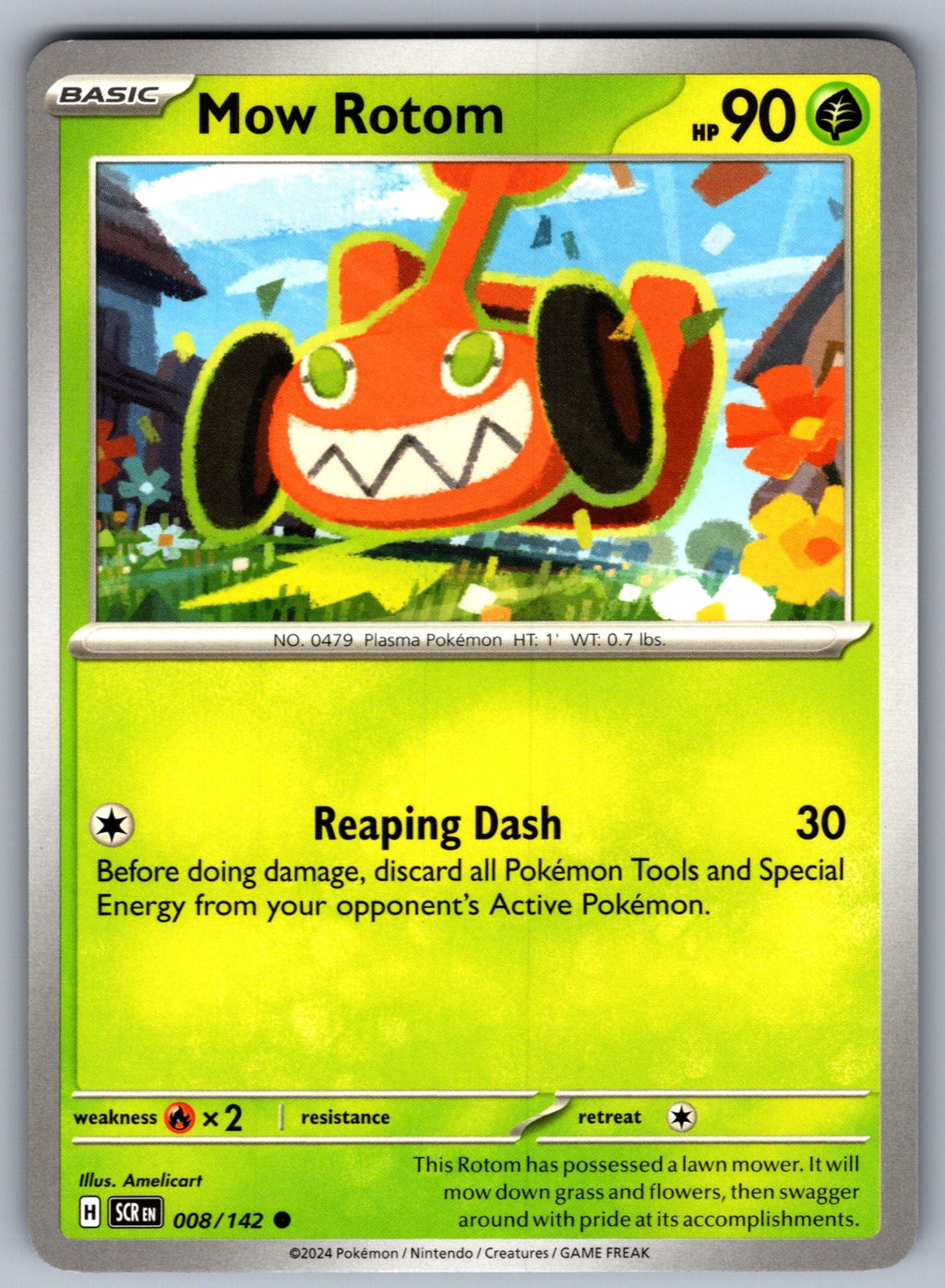Mow Rotom Common SV07: Stellar Crown 008/142 NM 2024
