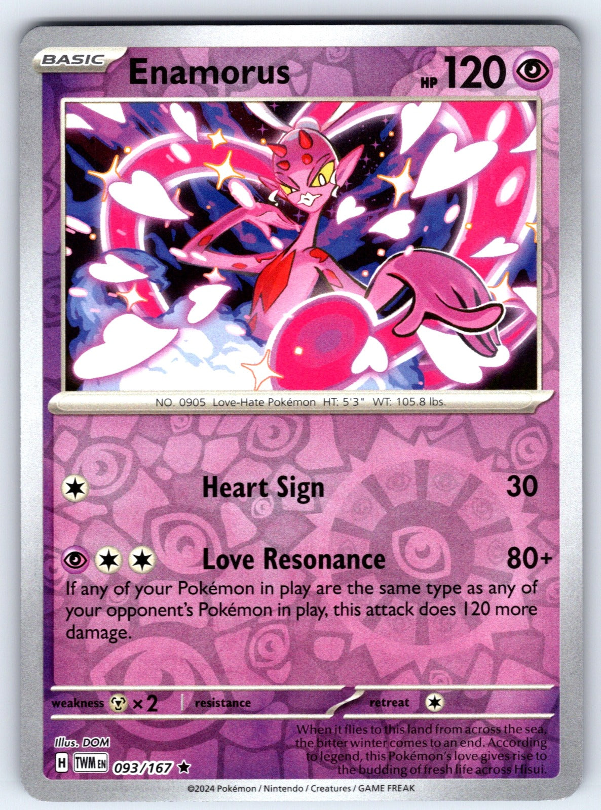 Enamorus Reverse Holo Rare SV06: Twilight Masquerade 093/167 NM 2024