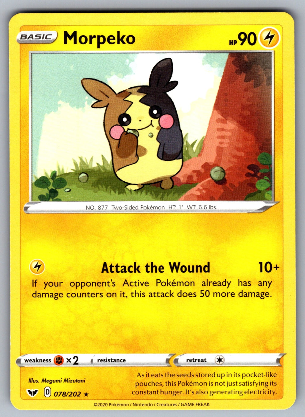 Morpeko Rare SWSH01: Sword & Shield Base Set 078/202 NM 2020