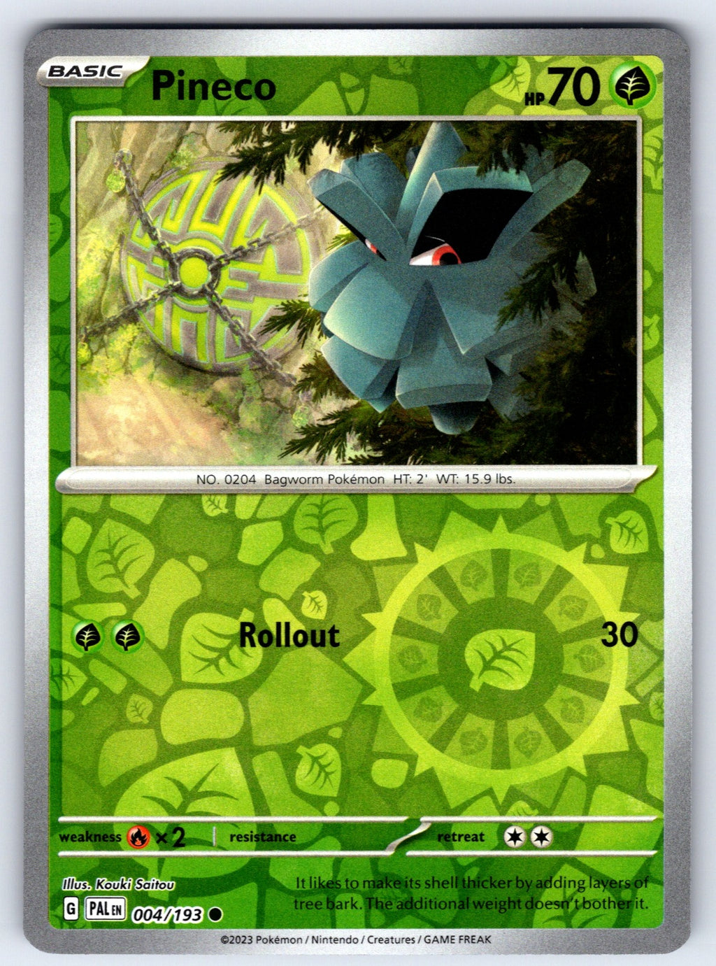 Pineco Reverse Holo Common SV02: Paldea Evolved 004/193 NM 2023