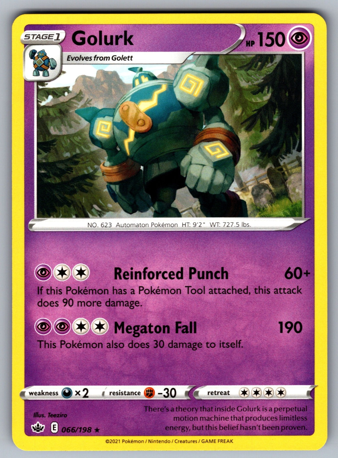 Golurk Rare SWSH06: Chilling Reign 066/198 NM 2021