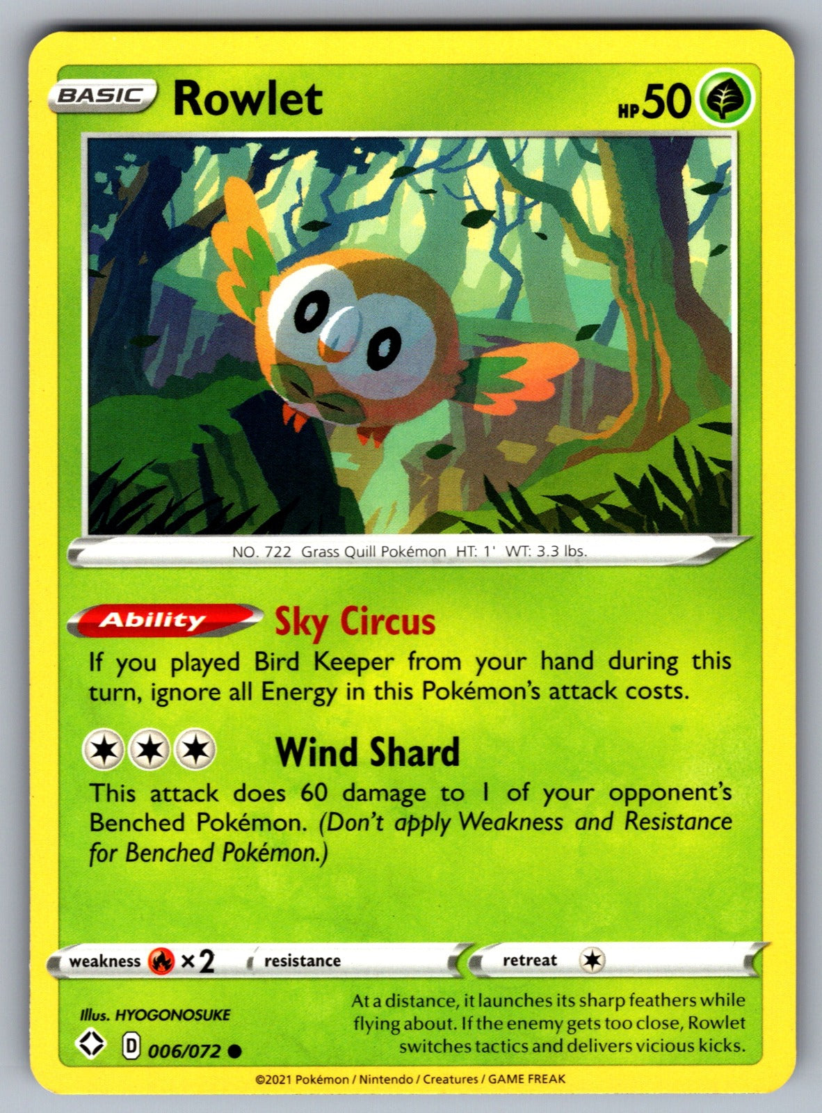 Rowlet Common Shining Fates 006/072 NM 2021